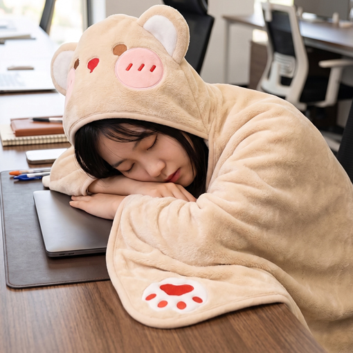 連帽冷氣毯訂製 刺繡、布料拼接，專屬冷氣毯午睡毯客製化