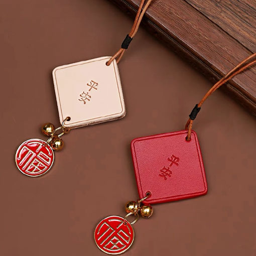 皮革平安符+金屬吊牌客製化
